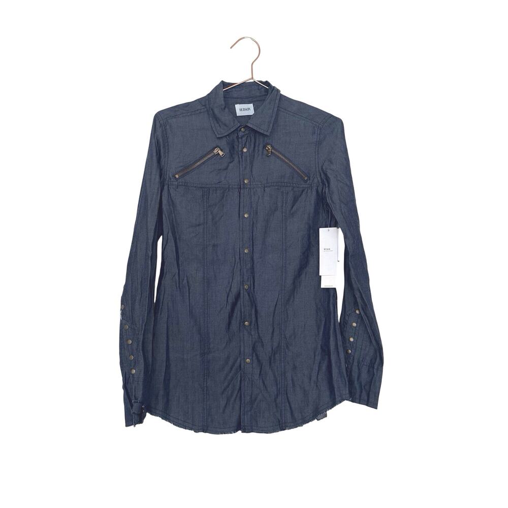 Hudson Ryan snap button up dark chambray shirt new with tag XS